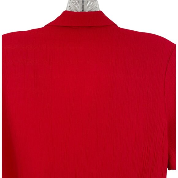 D.J. Summers Womens Red & Black Button-Up Short Sleeve Blouse Size 10P - Picture 5 of 6